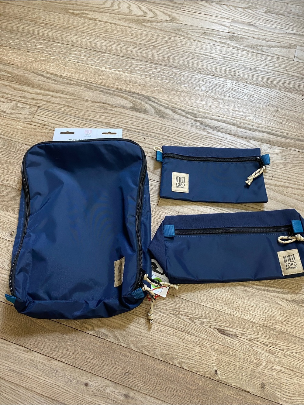 NEW Topo Designs Travel Accessory Bundle Navy 3-Piece Packing and Pouch Set